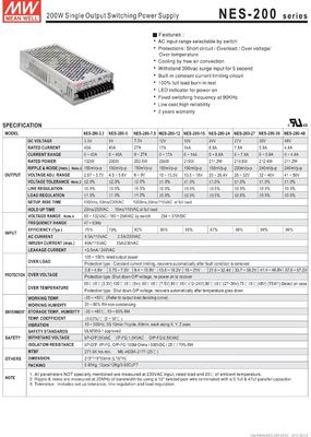 2017 nowy MEAN WELL oryginalny NES-200-12 12V 17A meanwell 12V 204W Single Output Switching Power Supply