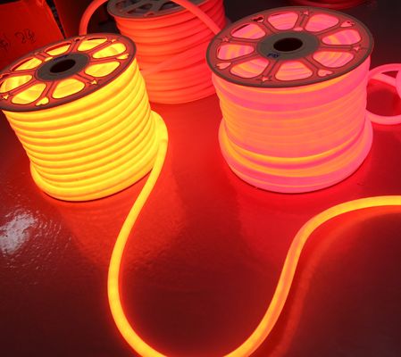 360 stopni wodoodporny LED rurka bursztynowa 24V okrągła elastyczna neonowa rurka 25mm PVC węzeł żółty