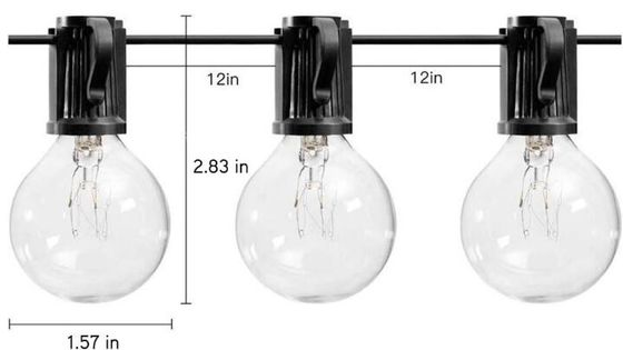 100ft G40 zewnętrzne światło LED String Globe żarówki Czarny przewód podłączalny